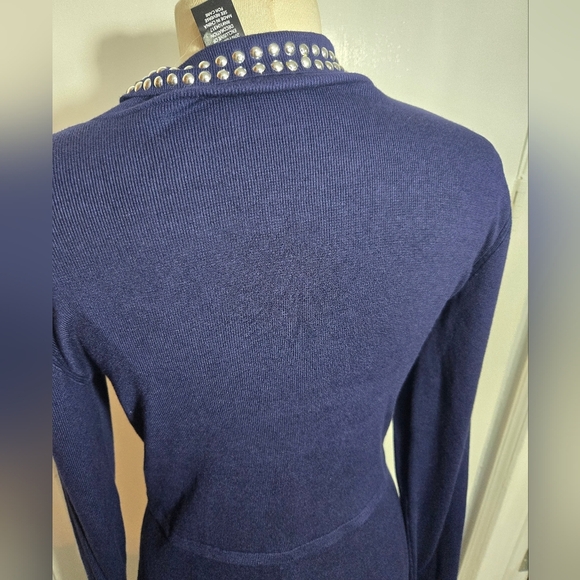 Rosie Harlow Blue Knit Long Sleeve Sweater Dress NWT Studded - Picture 11 of 13